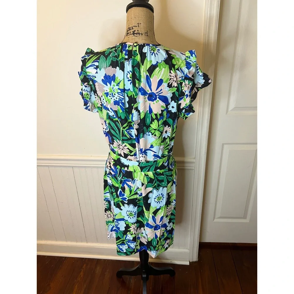 Kate Spade NewYork Full Bloom Floral Flutter Sleeve Tie Waist Mini Dress size 14 - Picture 8 of 12